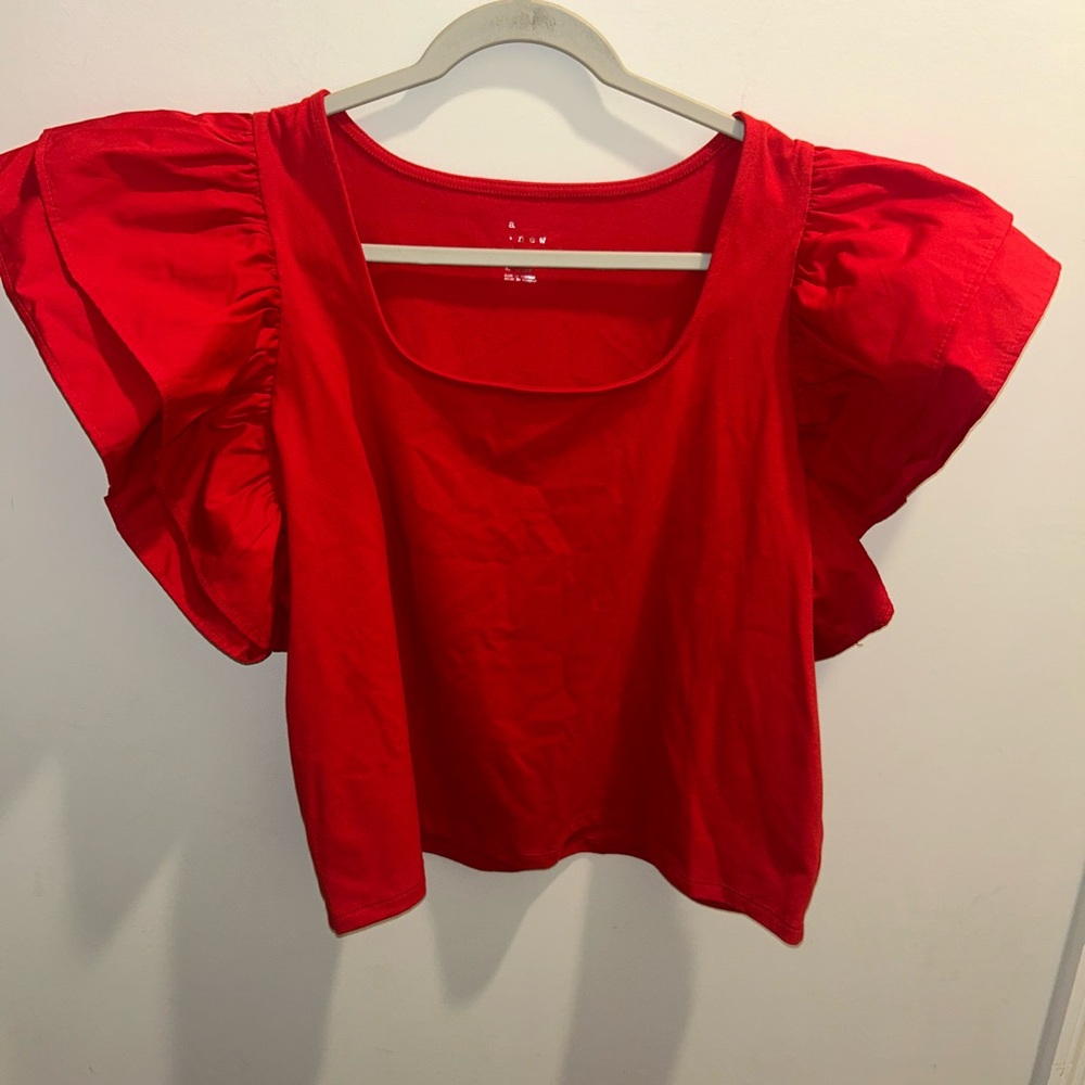 Target “A New Day” Red Flutter Sleeve Blouse
